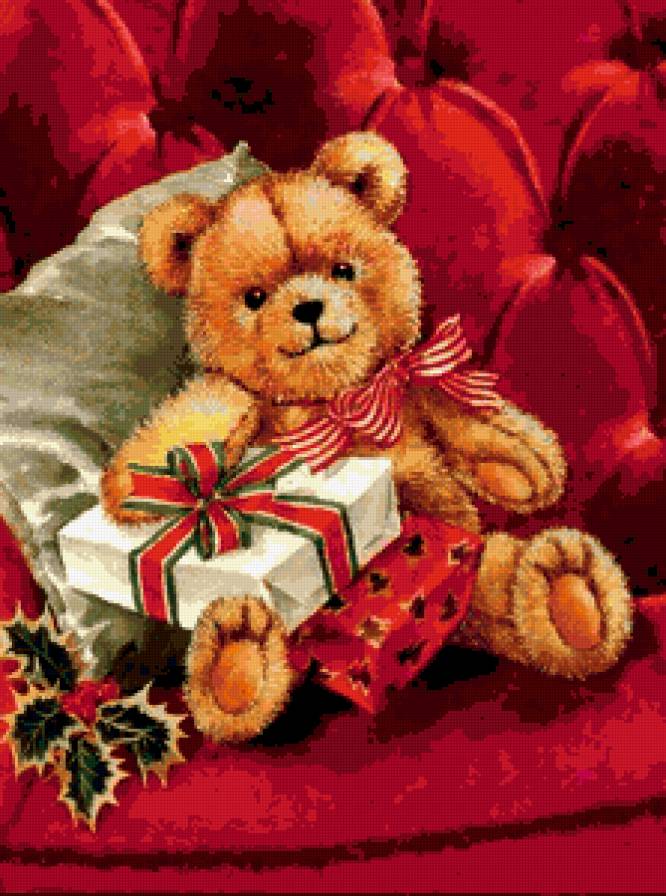 Рождественский мишка - медведь, детям, новый год, зима, подарок - предпросмотр