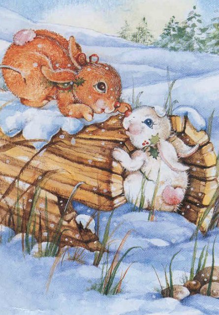 Зайчата - зима, заяц, кролик - оригинал