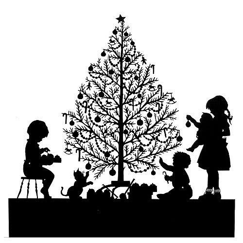 семья - монохром, елка, семья, ребенок, новый год - оригинал