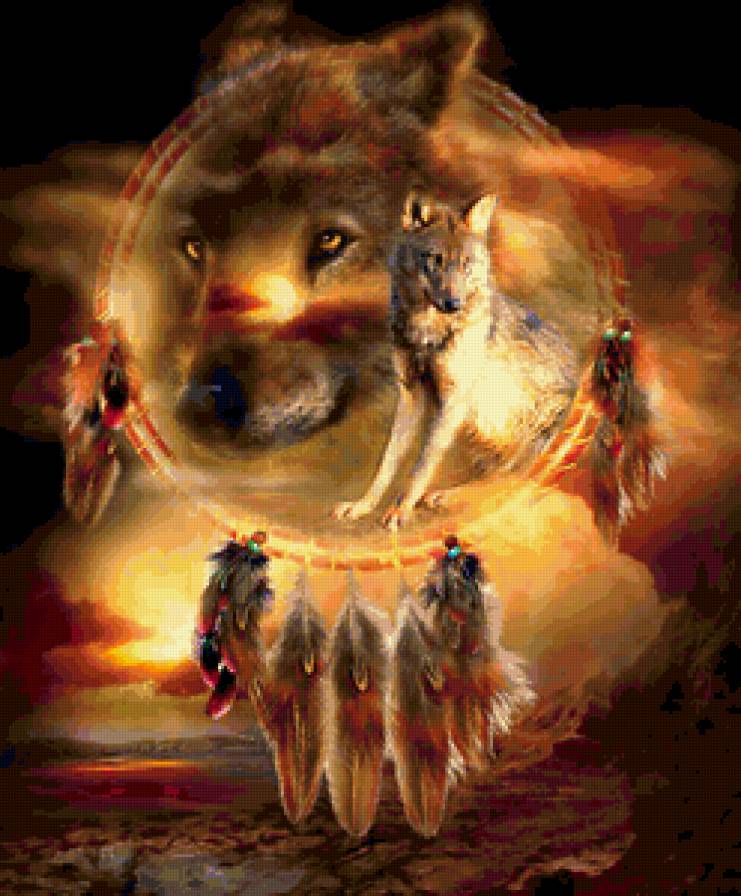 ДИПТИХ   "Две мелодии" - волк, в гармонии с природой, диптих, животные - предпросмотр