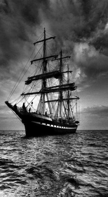 триптих Корабль 2 - корабль, черно-белое, пейзаж, парусник, море, триптих, монохром - оригинал