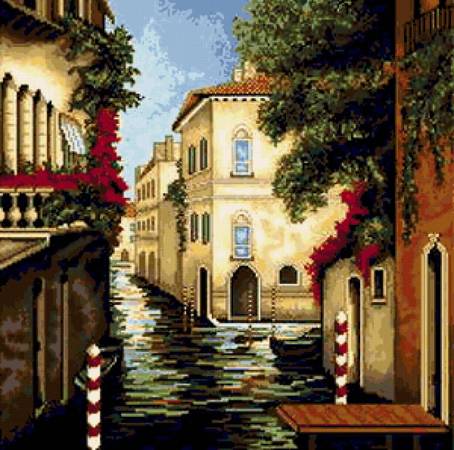 Венеция в цветах - городской пейзаж, венеция, италия, живопись, город - предпросмотр