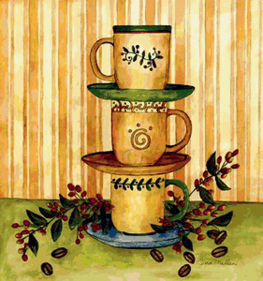 Кофе - чашки, панно, кофе, для кухни - предпросмотр