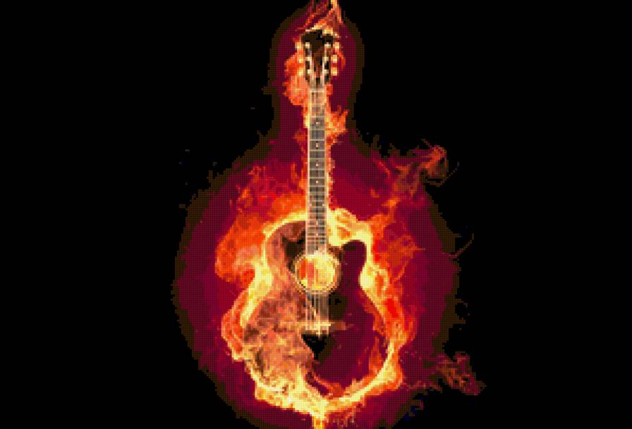 гитара, огонь - красиво, огонь, гитара - предпросмотр