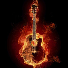 Оригинал схемы вышивки «гитара, огонь» (№233240)