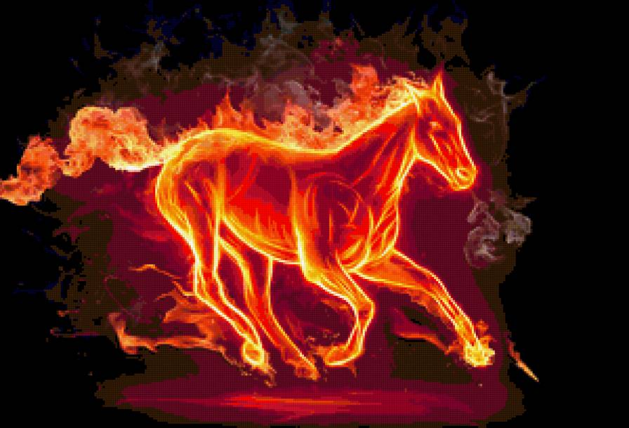 лошадь-огонь - огонь, лошадь, животные, красиво - предпросмотр