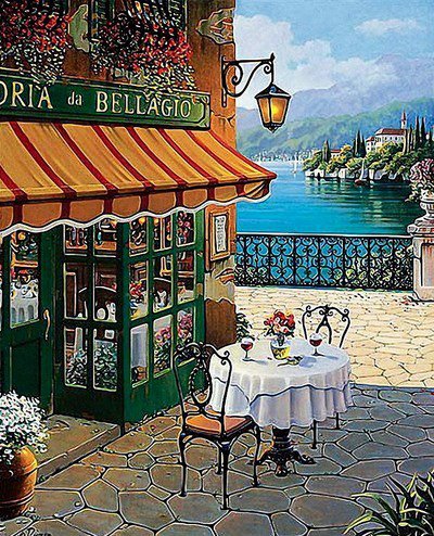 Столик с видом на море - море, столик, кафе, терраса - оригинал