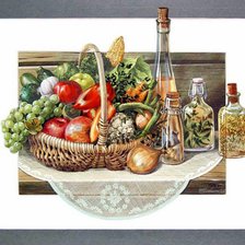 Оригинал схемы вышивки «Натюрморт с овощами и фруктами» (№234037)