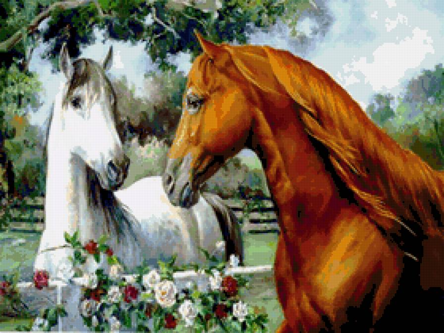 лошади - картина, животные, лошади, природа, фауна - предпросмотр
