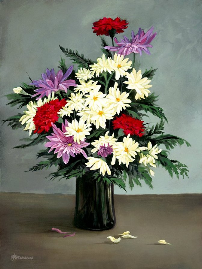 №234532 - букет, цветы, картина - оригинал