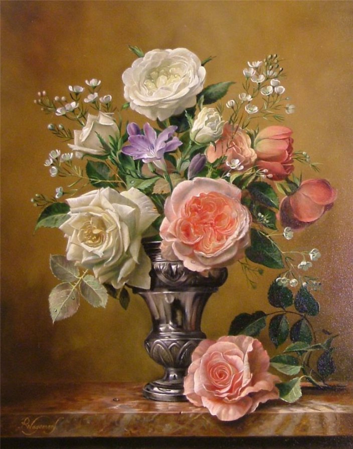 Натюрморт с розами 2 - цветы, розы, натюрморт, букет - оригинал