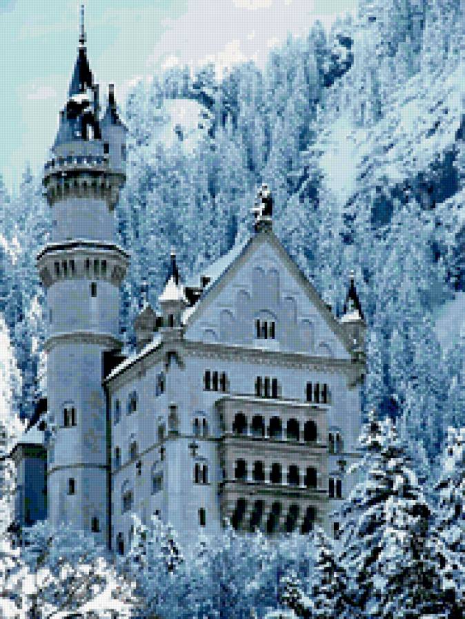 замок на горе - горы, зима, снег, замок - предпросмотр