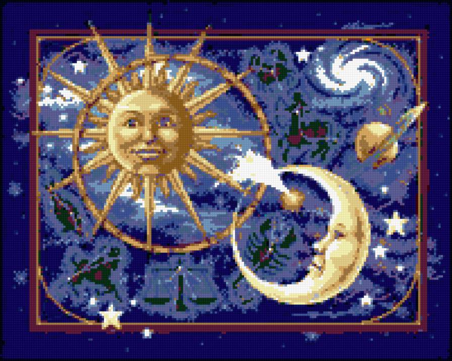 Космос - зодиак, солнце, луна, звезды - предпросмотр