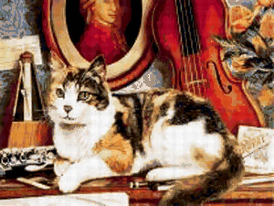 кот - музыка, искусство, портрет, кот, кошка - предпросмотр