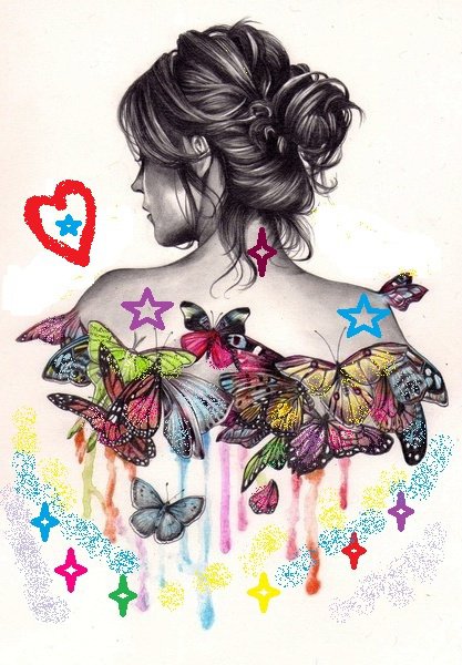 у бабочки сердце - бабочка, женщина, сердце - оригинал