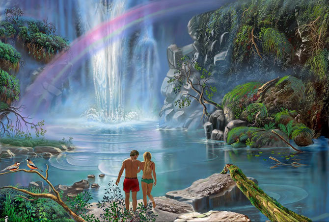 водопад - красивые пейзажи виктора тиганова - оригинал