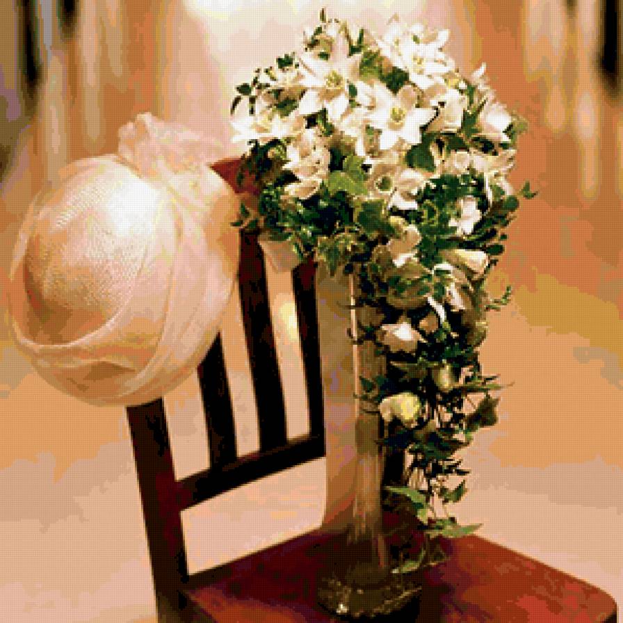 Свадебная композиция - свадьба, шляпа, цветы - предпросмотр