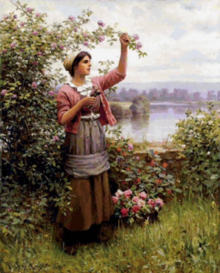 №239251 - весна, девушка, озеро, цветы, дерево, река - предпросмотр