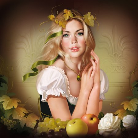 Иллюстрации Татьяны Дорониной - фрукты, девушка, портрет - оригинал