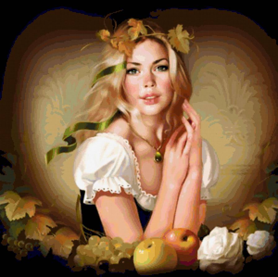 Иллюстрации Татьяны Дорониной - портрет, девушка, фрукты - предпросмотр