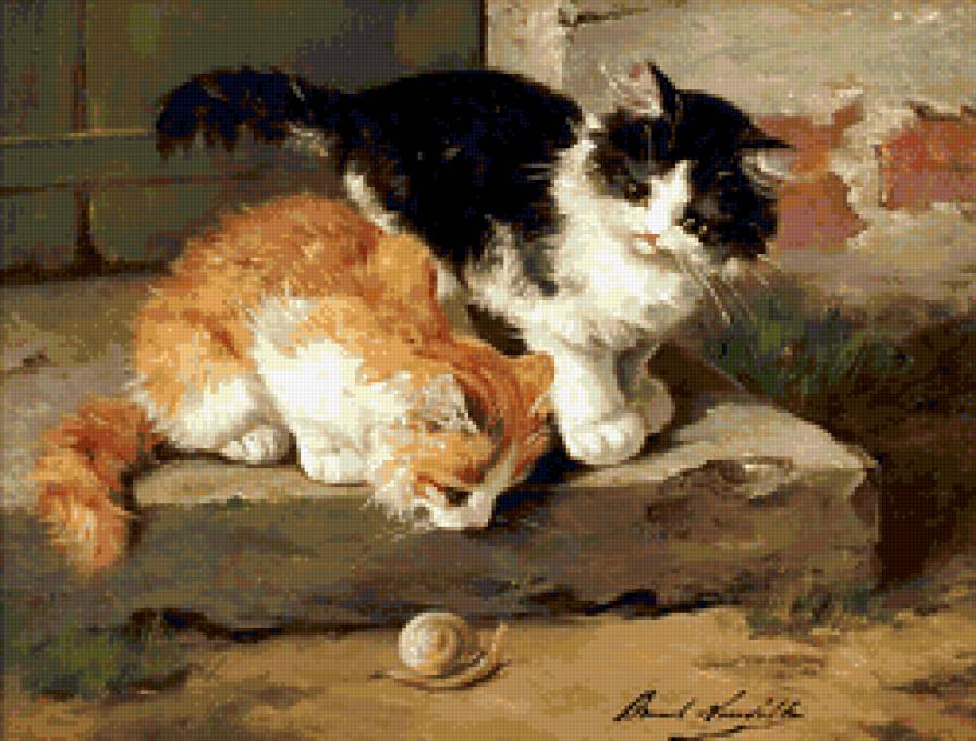 Любопытные котята - живопись, кошки - предпросмотр