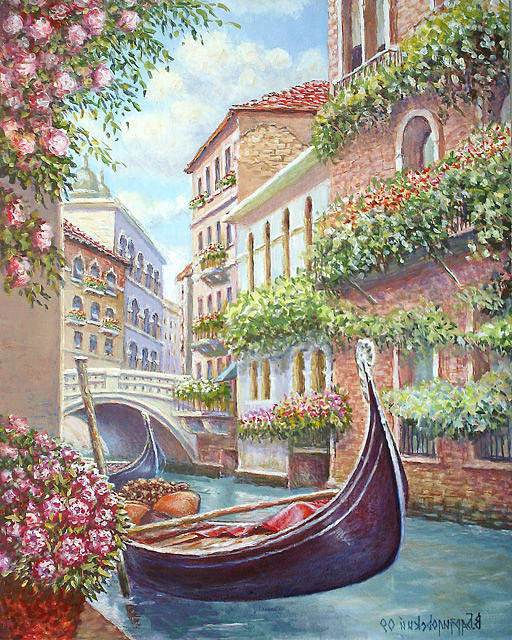 Венеция в цветах - городской пейзаж, италия, венеция, живопись, город - оригинал
