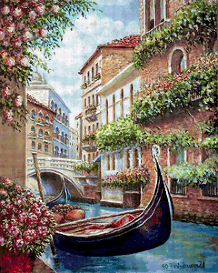 Венеция в цветах - город, венеция, италия, городской пейзаж, живопись - предпросмотр