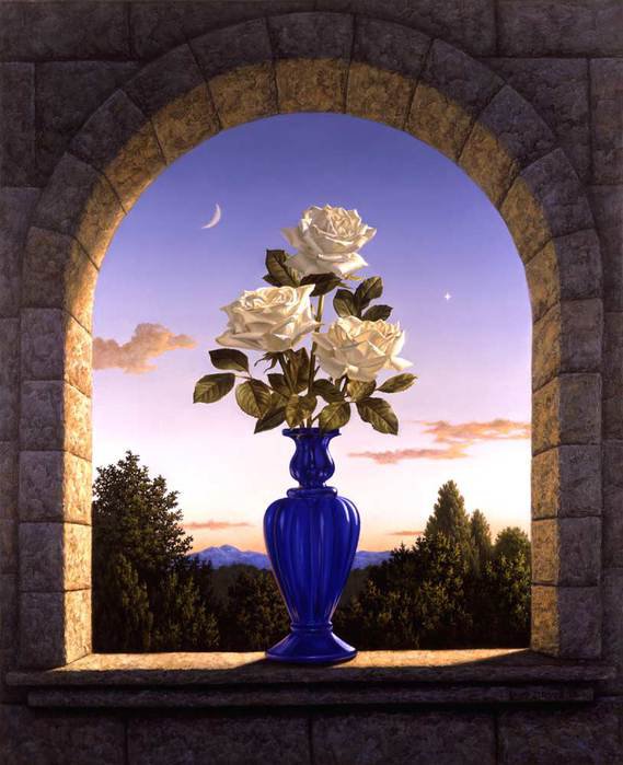 розы на окне - картина натюрморт ваза цветы розы - оригинал