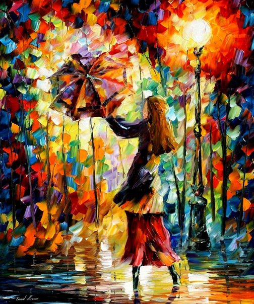 Краски дождя - зонт, дождь, осень, пейзаж, девушка - оригинал