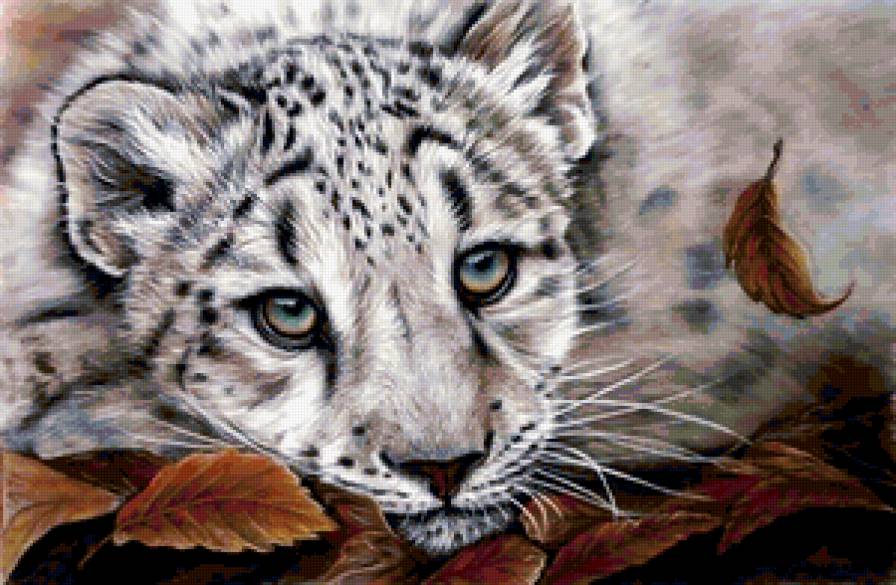 Леопард в листьях - кот, леопард - предпросмотр