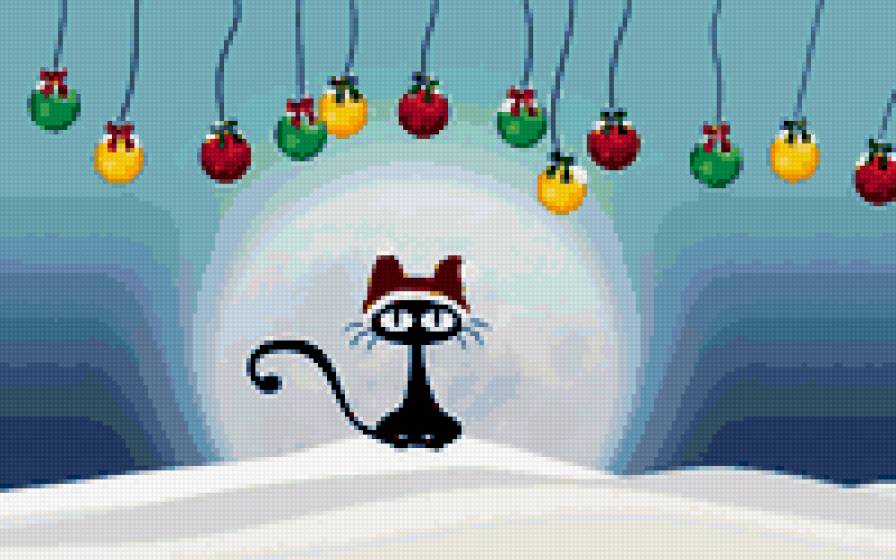 Кот - снег, новый год, кот - предпросмотр
