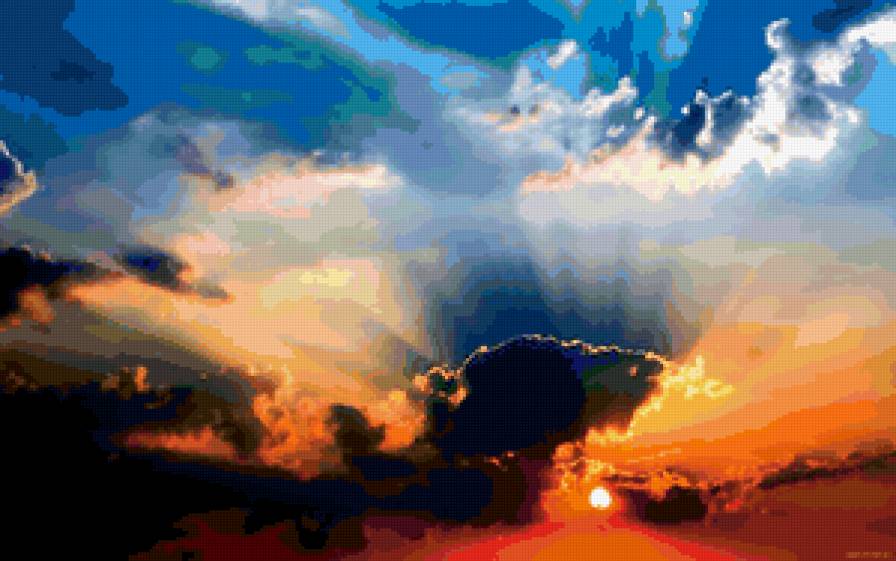 №243555 - солнце, закат, облака, небо - предпросмотр