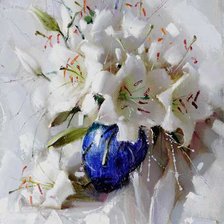 Схема вышивки «лилии в синей вазе»