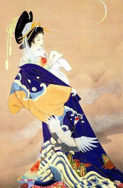 Гейша - женщины мира, веер, красота женщины, японские мотивы, цветы - оригинал