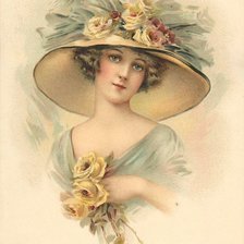 Схема вышивки «Дама с желтыми розами»
