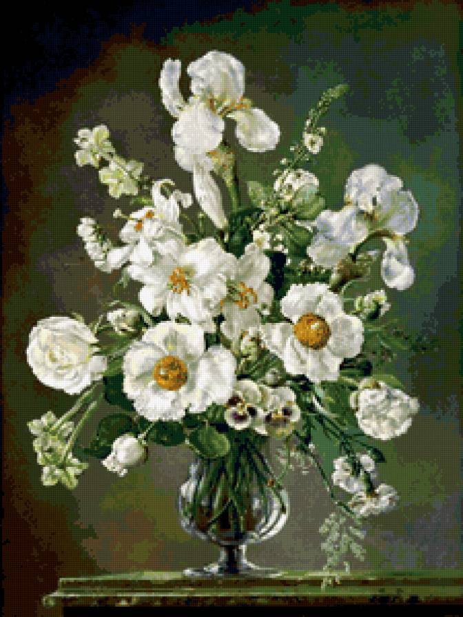Белые ирисы Сесил Кеннеди - натюрморт, цветы, букет - предпросмотр