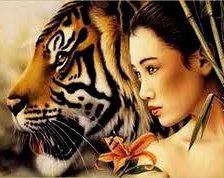 Схема вышивки «девушка с тигром»