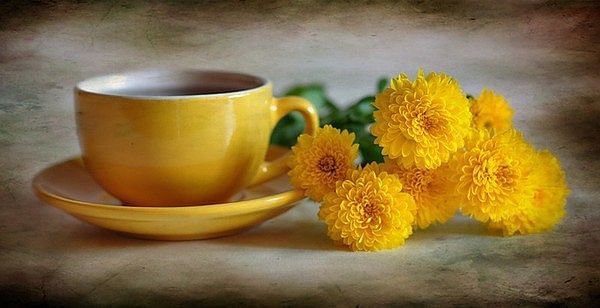 чашечка чая - цветы, чай - оригинал