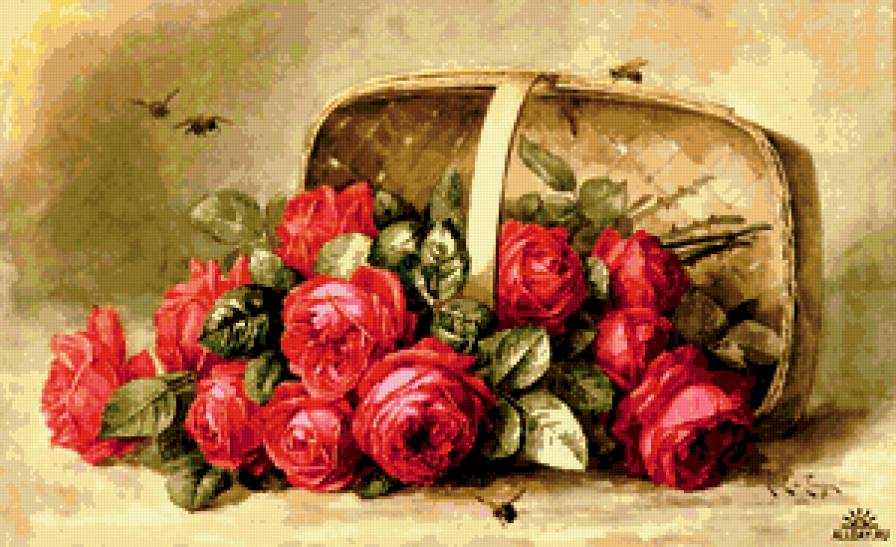 Розы Лонгпре - натюрморт, цветы, картина, розы, живопись - предпросмотр