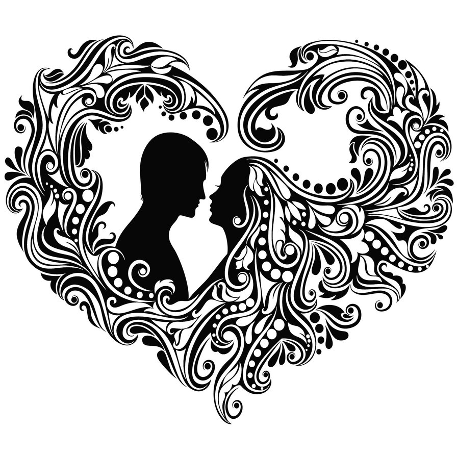 Creative hearts - свадьба, силуэт, пара, сердце, узор, влюбленные - оригинал