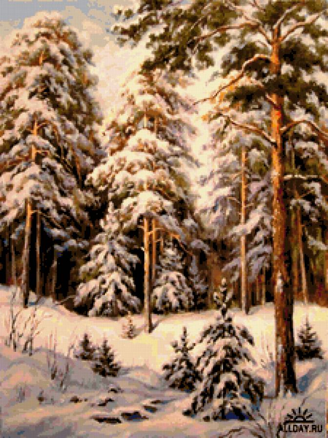 зима - снег, пейзаж, времена года, зима, лес, природа, река - предпросмотр