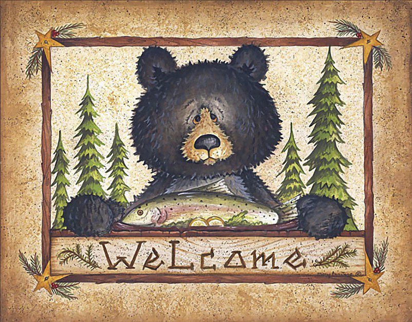 Для прихожей - животные, медведи, добро пожаловать, медвежата, надпись, природа - оригинал