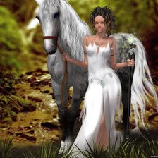 Оригинал схемы вышивки «Девушка и лошадь» (№247854)