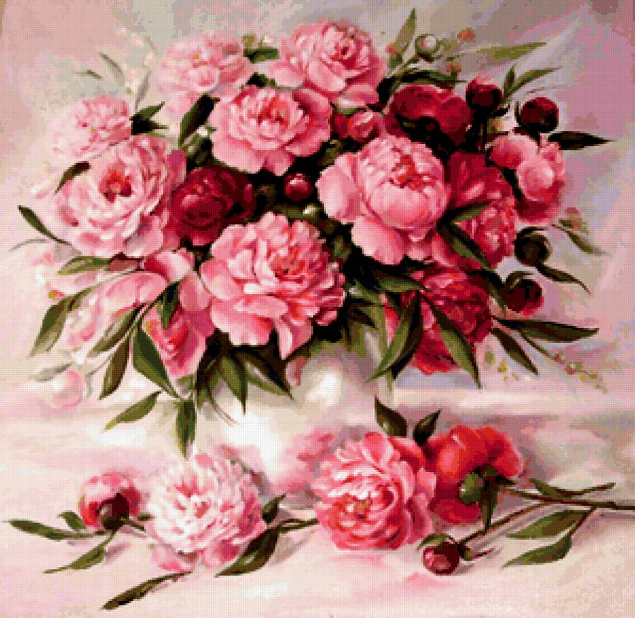 розовые пионы - букет, пионы, цветы - предпросмотр
