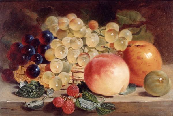 ФРУКТЫ - натюрморт картина фрукты виноград яблоки персики - оригинал