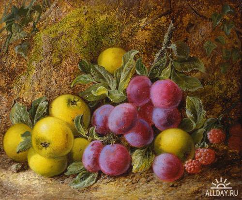 СЛИВЫ И ЯБЛОКИ - натюрморт картина сливы яблоки - оригинал