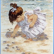 Оригинал схемы вышивки «девочка у моря» (№249673)
