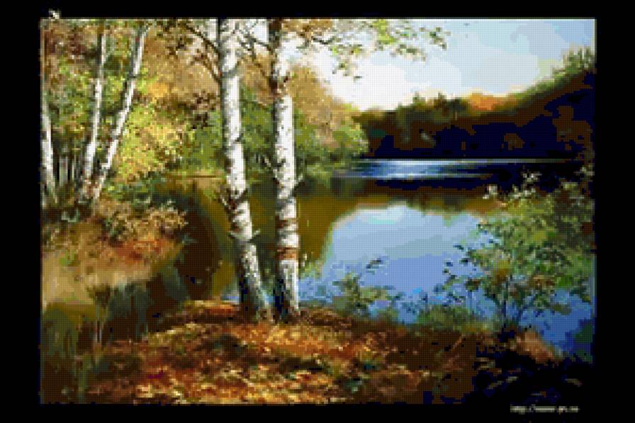 №249964 - березы, природа, река, пейзаж, осень - предпросмотр