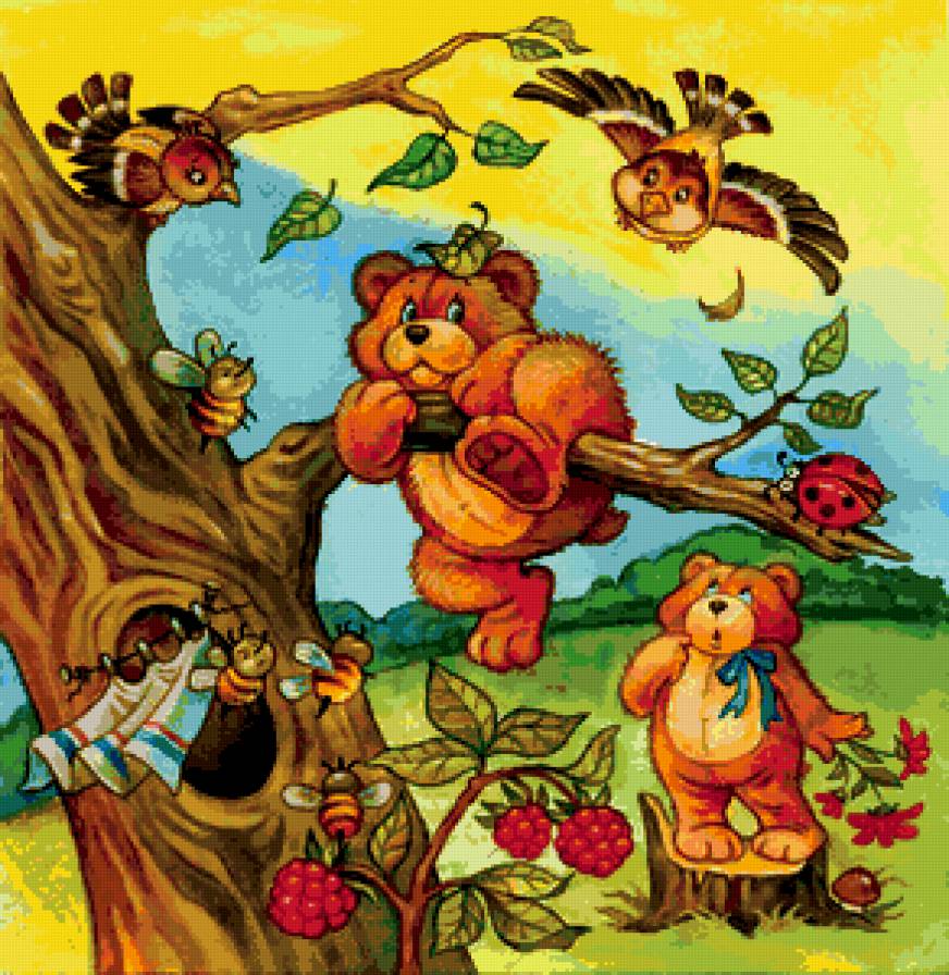 мишка - детская, мультяшк, детям, пчелы, сказка, мультик, медведь, пчелка, мишки - предпросмотр
