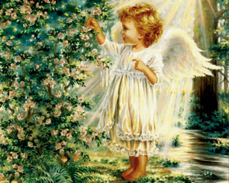 Ангелочек в саду - дети, ангелы - предпросмотр